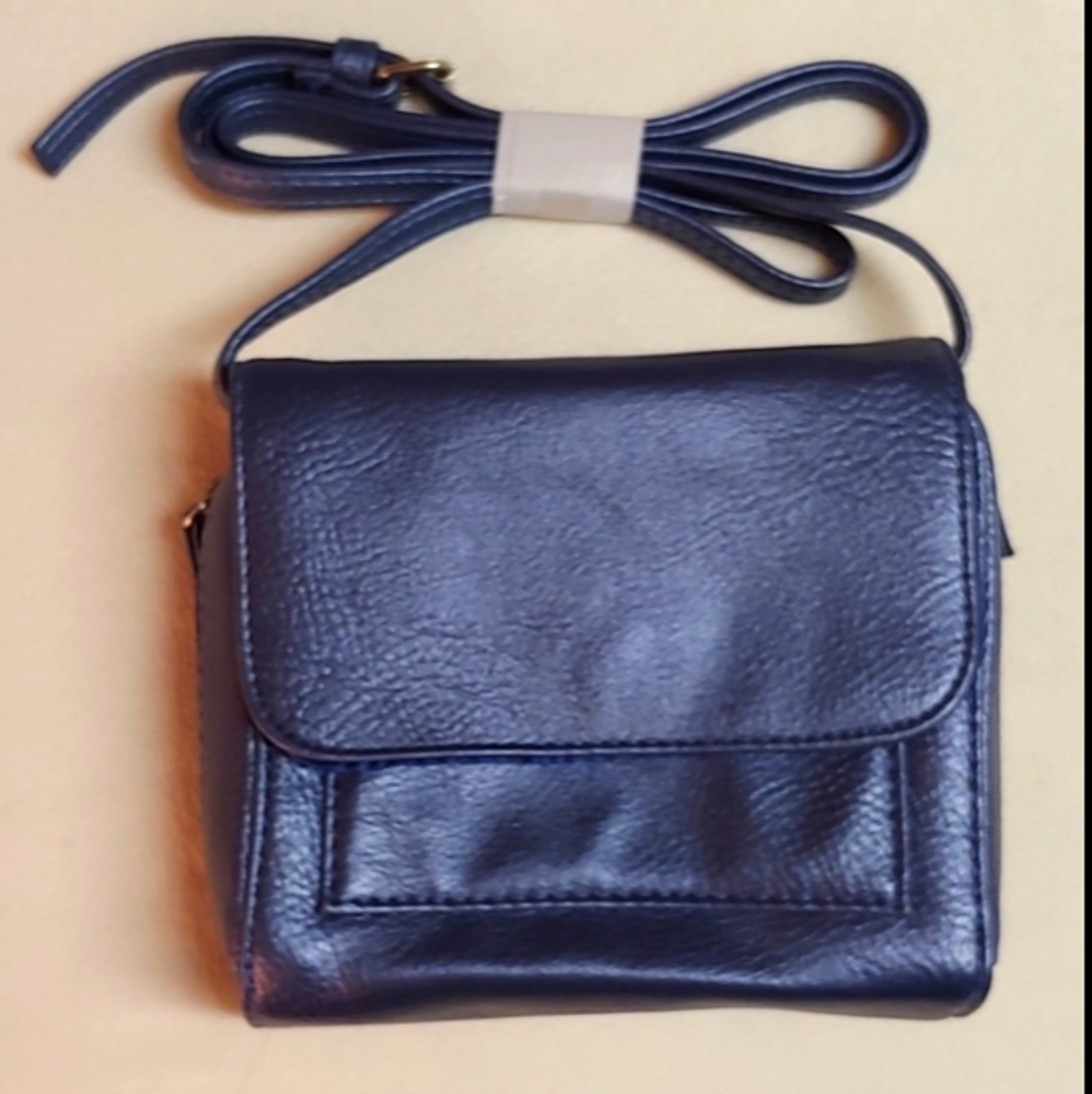 Metallic Blue Mini Crossbody Bag